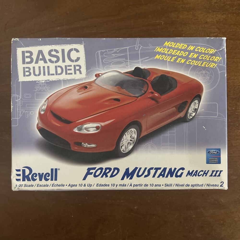 Revell 1/25 Scale Basic Builder '94 Ford Mustang Mach III Sealed Bags Open Box!